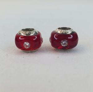 Lovelinks Square Red Glass Beads
